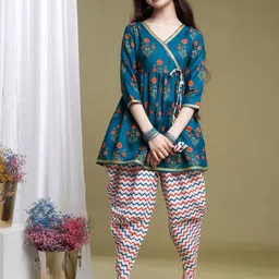 BAESD Girls Floral Printed Angrakha Kurti with Dhoti Pants-picture-49