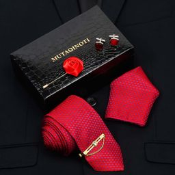 MUTAQINOTI Men Formal Silk Accessory Gift Set-image-67