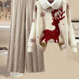 Alamode By Akanksha Women Reindeer Woolen Coord Set-image-18