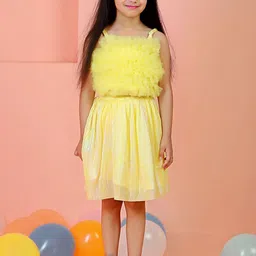 The Mom Store Girls Embellished Pure Cotton Top With Skirt-image-28