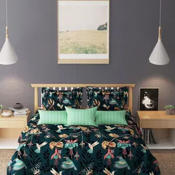 Laying Style Light Green 4 Pieces Floral Printed Single Sized Bedding Set-image-8