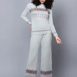 Chemistry Fair Isle Printed Round Neck Sweater & Trousers-44