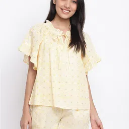 Fabindia Women Yellow Printed Night Suit-image-30
