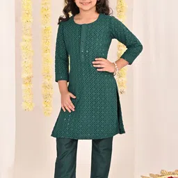 VASTRAMAY Girls Embroidered Thread Work Straight Kurta with Trouser-picture-57