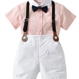 StyleCast Boys Pink & White Shirt & Shorts With Suspenders-picture-21