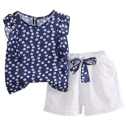 StyleCast Girls Blue Printed Top with Shorts-image-48