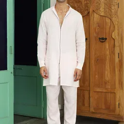 KALPRAAG Embroidered Regular Thread Work Linen Kurta with Trousers-image-66