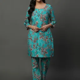 AURELIA Floral Printed Pure Cotton Kurta With Trousers-52
