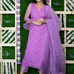 Label Shaurya Sanadhya Floral Embroidered Sequinned Kurta with Pyjamas & With Dupatta-26