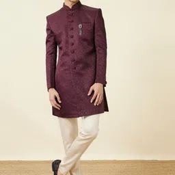 Manyavar Self Design Indo Western Sherwani-picture-10