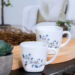 Cello White & Blue 6Pcs Printed Opalware Glossy Cups 100ml Each-image-7