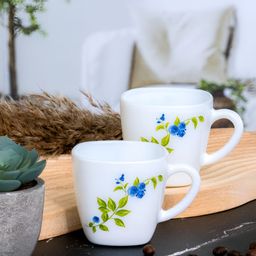 Cello White & Green 6 pieces Floral Printed Glossy Cups 100 ml-31