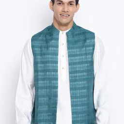 Fabindia Men White Kurta with Trousers & Jacket-picture-36