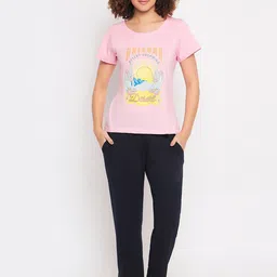 Clovia Graphic Printed Pure Cotton T-shirt With Pyjamas-picture-52