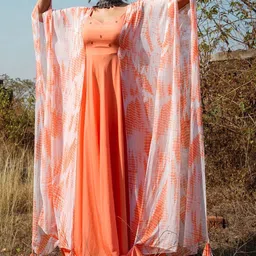 Thread & Button Peach-Coloured Kaftan Maxi Dress image 1