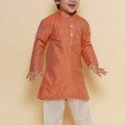 Sethukrishna Boys Mandarin Collar Straight Kurta with Pyjamas-38