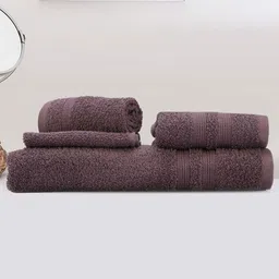 LUSH & BEYOND Purple 4 Pieces Cotton 500 GSM Towel Set-image-78