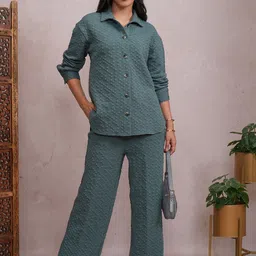 Vishudh Self Design Shirt & Trousers Co-Ords-picture-34