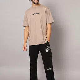 GRIFFEL Men Printed T-shirt with Trousers Cotton Tracksuits-picture-30