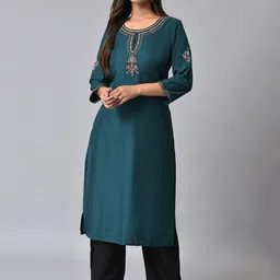 W Ethnic Motifs Embroidered Thread Work Kurta with Palazzos-picture-25