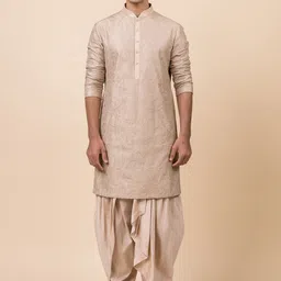 Tasva Men Pink Ethnic Motifs Embroidered Kurta With Dhoti Pants-picture-47