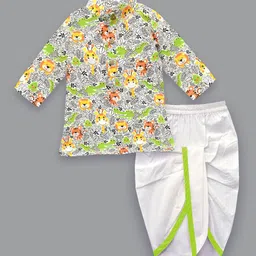 A.T.U.N. Boys Floral Printed Regular Kurta with Dhoti Pants-16