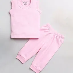 MooNKids Infant Boys Pink Solid Sleeveless Thermal Set-image-64