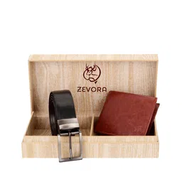 ZEVORA Men Brown & Black Textured Accessory Gift Set-53