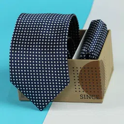 Tossido Men Geometric Woven Design Tie And Pocket Square Accessory Gift Set-9