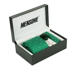 MENSOME Men Green & White Polka Dotted Accessory Gift Set-15