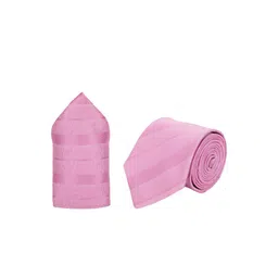 Tossido Men Pink Striped Necktie and Pocket Square Set-image-54