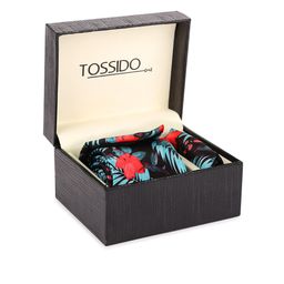 Tossido Men Black & Blue Printed Accessory Gift Set-image-125