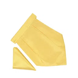 Tossido Men Yellow Self-Design Cravat Pocket Square Set-image-11
