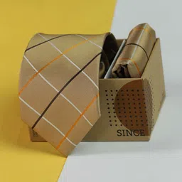 Tossido Men Checked Tie and Pocket Square Accessory Gift Set-image-39