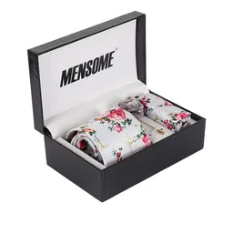 MENSOME Men Grey & Pink Floral Printed Accessory Gift Set-30