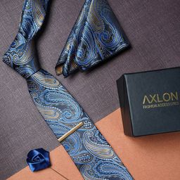 AXLON Men Woven Design Tie Set Accessory Gift Set-image-33
