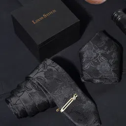 LOUIS STITCH Men Printed Italian Silk Necktie Accessory Gift Set-image-12