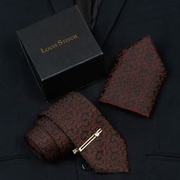 LOUIS STITCH Men Woven Design Italian Silk Necktie Accessory Gift Set-picture-9