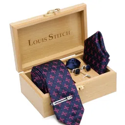 LOUIS STITCH Men Printed Italian Silk Necktie Accessory Gift Set-picture-30
