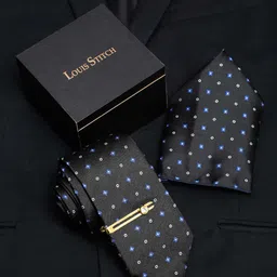 LOUIS STITCH Men Geometric Printed Italian Silk Necktie Accessory Gift Set-picture-8