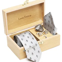 LOUIS STITCH Men Printed Italian Silk Necktie Accessory Gift Set-picture-5