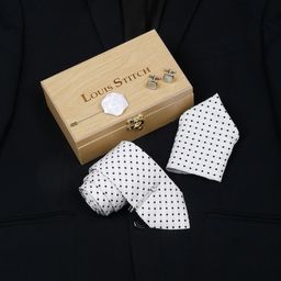 LOUIS STITCH Printed Italian Silk Necktie Accessory Gift Set-image-28