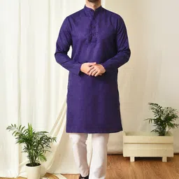 Hangup Band Collar Straight Kurta with Pyjamas-picture-27