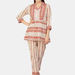 bellamia Women Rust Printed Co-Ords-image-22