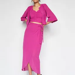 AND Sweet Heart Neck Sleeveless Top With pencil Skirt & Jacket-image-45