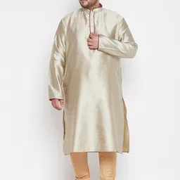 VASTRAMAY Men Plus Size Beige Kurta with Pyjamas-19