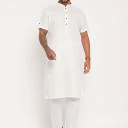 VASTRAMAY Men Mandarin Collar Kurta with Pyjamas-15