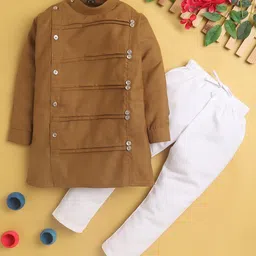 BAESD Boys Brown Mandarin Collar Kurta with Pyjamas-8