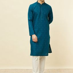 Manyavar Self Design Regular Pure Cotton Kurta With Pyjamas-image-38