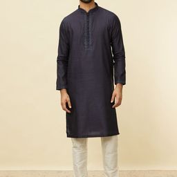 Manyavar Ethnic Motifs Printed Regular Straight Kurta With Pyjamas-image-99